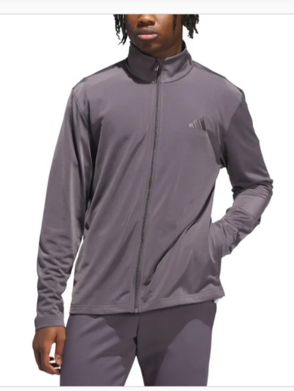 Adidas Men's Gray Full-Zip Tricot  Track Jacket